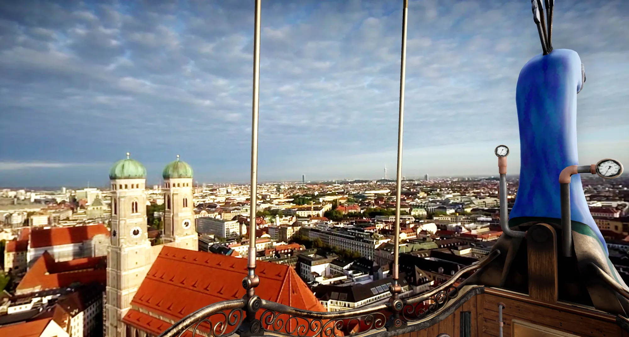 TimeRide München: Vorbeiflug an der Frauenkirche