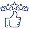 Top bewertet Icon in Dunkelblau