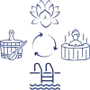 Wellness Vielfalt Icon in Dunkelblau