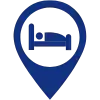 Zentrale Unterkunft Icon in Dunkelblau