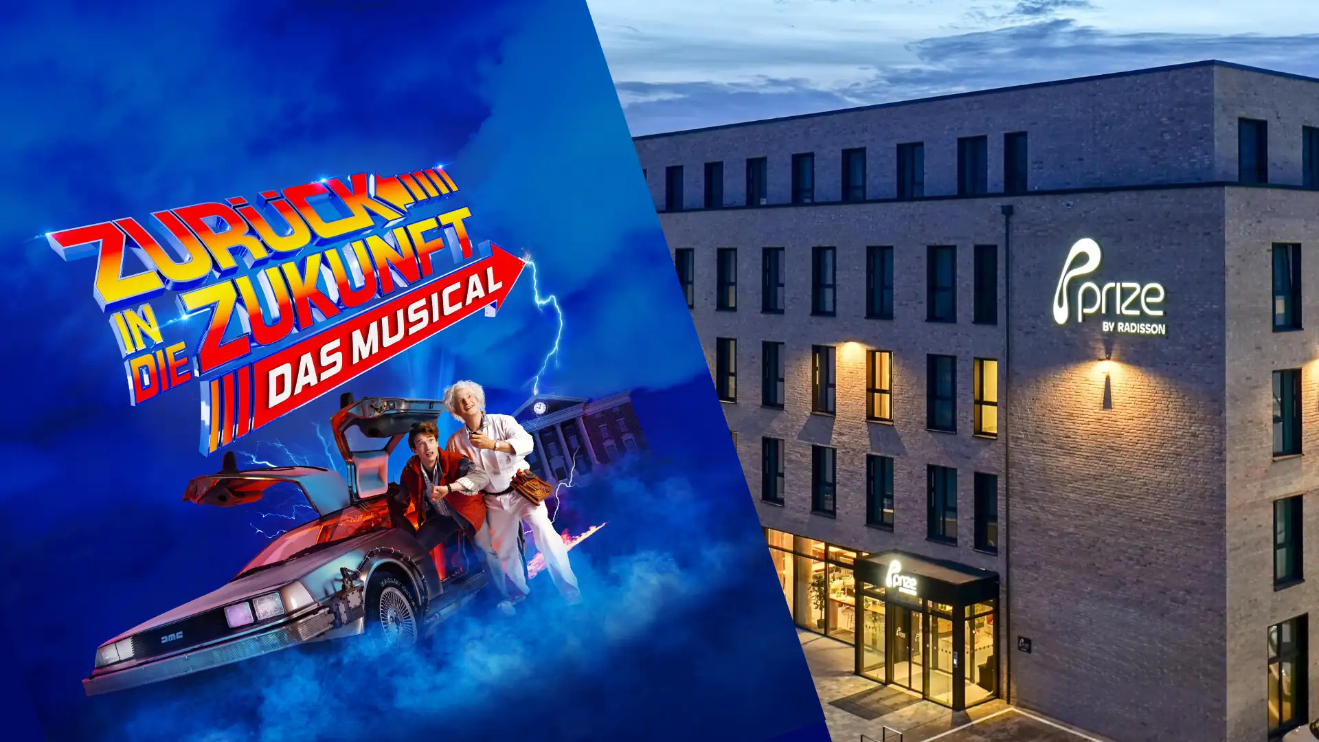 Links das farbige Plakat zum Musical 
