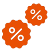 Zusatz Rabatt Icon in Orange